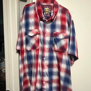 Dixon Red and Blue Casual Button Down Shirt